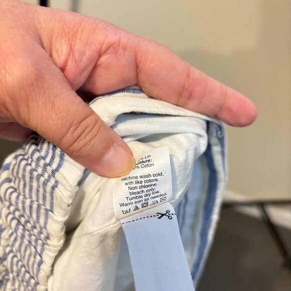 J. Crew Linen Blue White Stripe Drawstring Mini Skirt - Picture 10 of 10